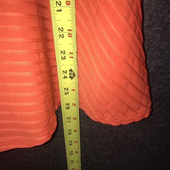 Bisou Bisou Top Womens Large Hot Orange Ribbed Peplum Sleeveless Textured Blouse - Picture 9 of 9